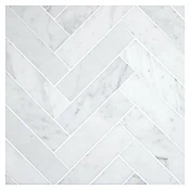 1-1/2" x 6" Herringbone Harmony | Carrara Claro Light - Polished | Marble Mosaic Tile