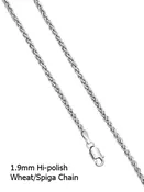 18" - 1.9mm WHEAT/SPIGA Hi-Polished Sterling Silver Chain