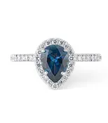 1.31ct Teal Pear Montana Sapphire Diamond Halo Ring