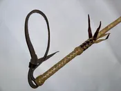 Quirt Hand Braided Tan Leather + Brown Trim - Hardened Raw Hide With Flex Quirt Whip Horse Tack 16"