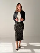 Anthem the Label Paid Knit Midi Skirt in Black Multi