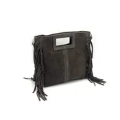 Suede Fringe Bag in Dark Brown