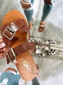 Bridgette Buckle Sandals (Cognac) FINAL SALE