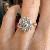 Antique Diamond Cluster Ring, Old Euro 0.70ct.