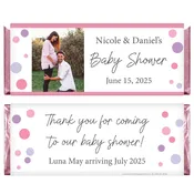 Baby Shower Colorful Pink Dots with Photo Candy Bar Wrappers - BS253pink