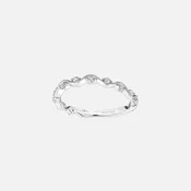 14k White Gold Wave Milgrain Band with Diamond Accents