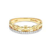 14kt Gold Lab Diamond Claddagh Ring