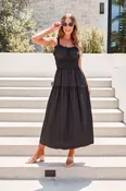 After Dark Ruffle Midi Dress - Black-FINAL SALE