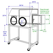 2-Port Glove Box w/Stand - 36"W x 24"D x 25"H
