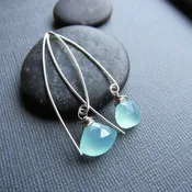 Aqua Chalcedony Threader Earrings