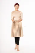 Beige Lycra Mid Length Praise Dance Ephod with zipper (Final Sale ! )