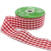 1.5" Red & White Checkered Gingham Ribbon