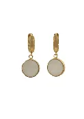12MM Bezel Round Moonstone on 18KT Gold Fill Hoops