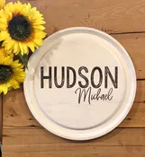 Baby Name Nursery Plaque | Personalized White Wooden Plaque - ZCTP0007