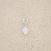 6mm White Opal Crystal Bead (Sterling Silver)