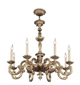 18c Style Carved Italian White Gold Gilt Wood 8 Light Chandelier by Randy Esada for Prospr — Thrive Decor