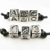 1 Antique Silver Plastic 7MM Number Cube With 4MM Large Hole