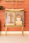 Antique Brass and Glass Two-Door Cabinet