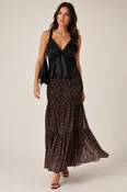 Animal Print Shirred Maxi Skirt