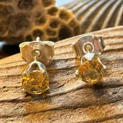 4mm Light Citrine Sterling Silver Stud Earrings - Bright Four-Prong Sparklers