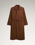 Camel Balmacaan Pleated Back Top Coat