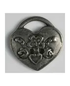 HEART BUTTON, FULL METAL - 25MM - ANTIQUE TIN