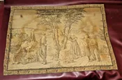 Antique 38x28" Unframed French Country Scene Tapestry - As-Is - Stained & Worn