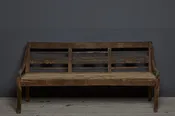 Dutch Colonial Teak Bench with Lyre Motif Back from Sumatra