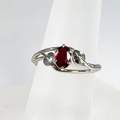 Cole Sheckler Ring - Burmese Ruby in 14K White Gold Double Wave Setting