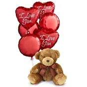 6 Mylar I Love You Balloon Bouquet With Teddy