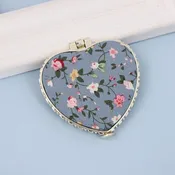 Travel Pocket Compact Handheld Floral Mirror