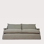 198cm Large Emma Sofa with kick pleat skirt in Salvia Meuse Linen