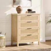 35.4-Inch Fluted 4-Drawer Dresser with Metal Handles Wave Texture