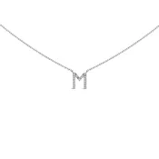 10K White Gold Diamond Accent "A-Z" Block Initial Pendant Necklace