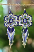 Floral Fringe Beaded Earrings