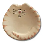 3" Yellow Tiger Cat Dish - Hand Painted Ceramic Spoon Rest