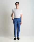 Avion Blue wool and viscose with ribbed buttons pants