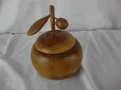 Vintage Asian Carved Teak Wood Apple Spice Lemon Lidded Jar