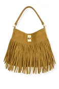Jaylynn Mustard Fringe Bucket Bag