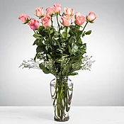 Dozen Long Stemmed Pink Roses by BloomNation™