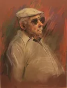 Older man in white cap wearing sunglasses