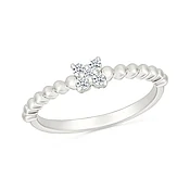 1/10 CT. T.W. Diamond Flower Cluster Beaded Ring in Sterling Silver