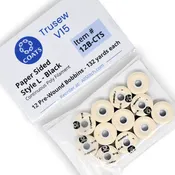 12 Bobbins - Coats V15 Trusew Cardboard Sided Machine Embroidery Bobbins Size L - Black