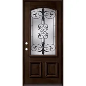 3/4 Arch Espresso Mahogany Prehung Wood Door Unit #54
