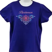 Bestemor Flowers on Purple Ladies T-shirt