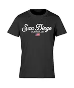 AET 1218 SD, CA USA Flag Emb Black Adult T- Shirt
