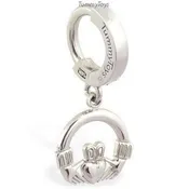14K White Gold Belly Ring and Claddagh Charm