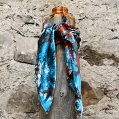 Amber Waves Jacquard 44" Wild Rag in Turquoise & Rust Marbled