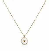 14 x 13MM -18KT Gold-Fill Mother of Pearl Charm with Heart Necklace