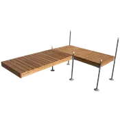 12' L-Shaped Boat Dock System with Cedar Frame and Decking